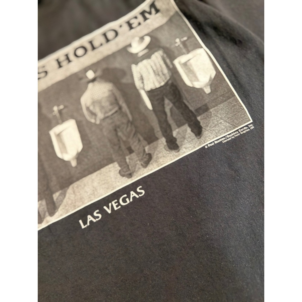 Hanes Texas Hold'em Las Vegas Graphic T-Shirt Mens Medium Black Y2K Novelty Tee - Picture 6 of 8
